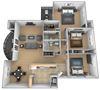 3 bedroom 2 bathroom Versales apartment floor plan at The Brittany in Pikesville